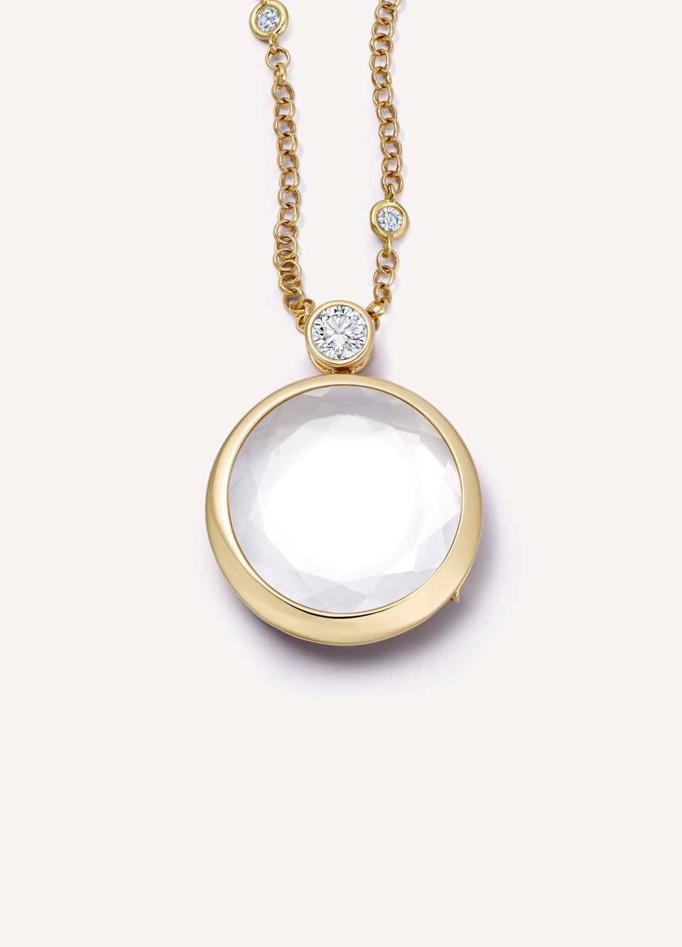 Solitaire Diamond Cushion Locket 18K with Diamond Gold Necklace 18 Inch 18K