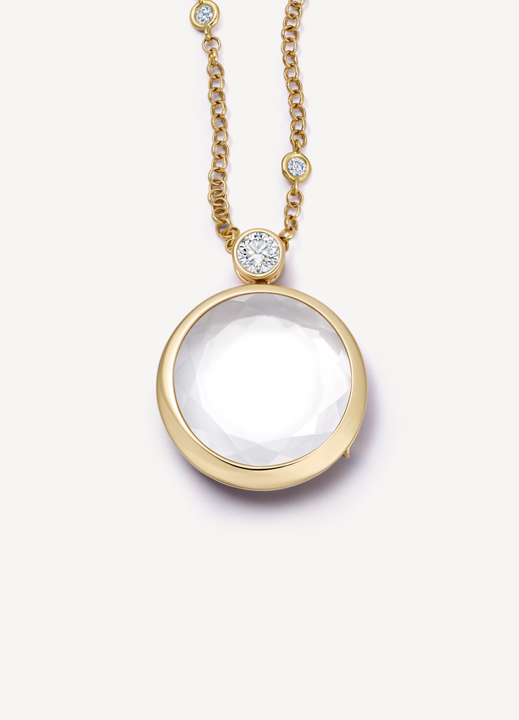 Solitaire Diamond Cushion Locket 18K with Diamond Gold Necklace 18 Inch 18K