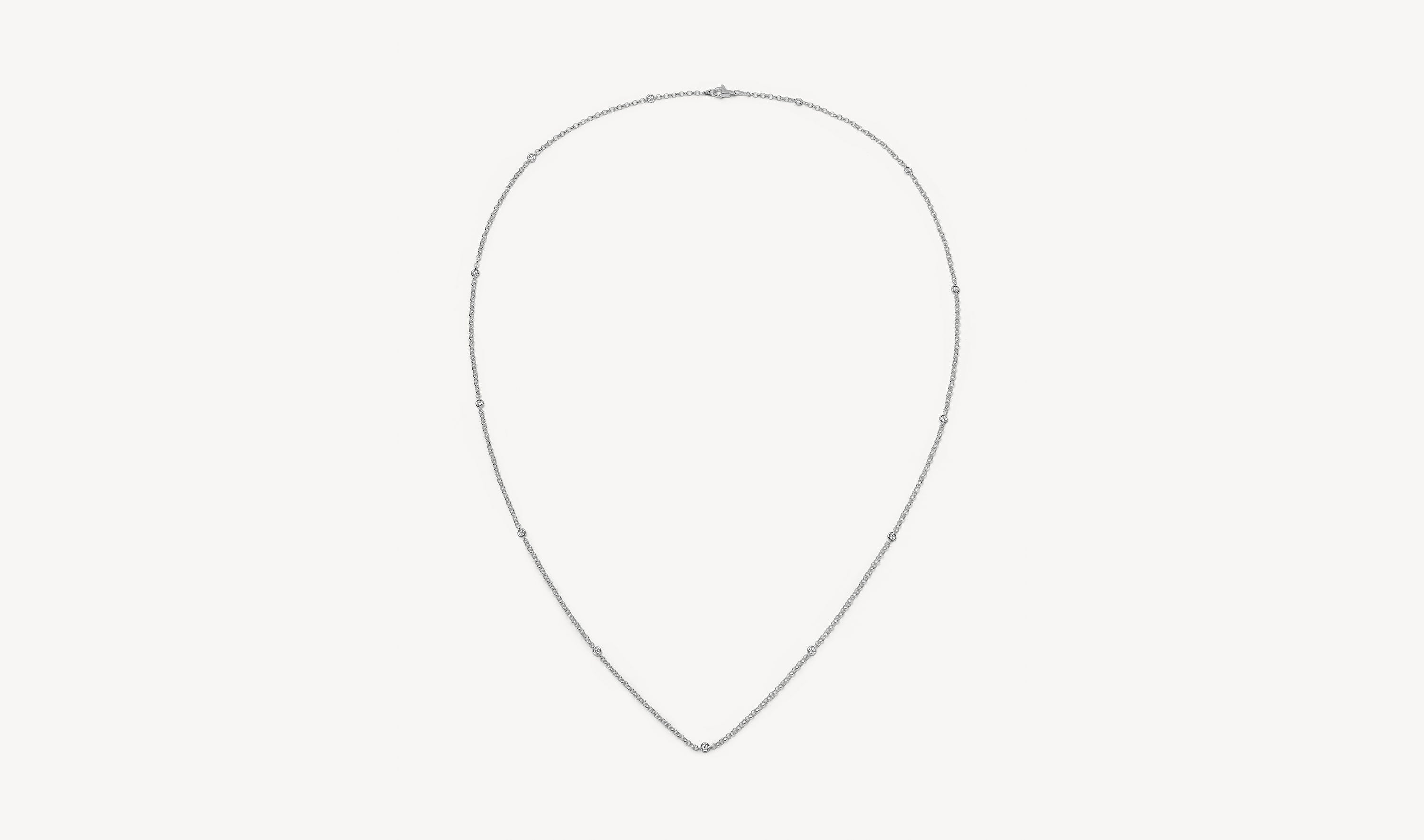 Diamond white gold necklace long chain