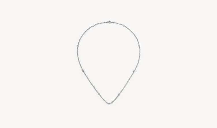 Diamond white gold necklace, short chain.