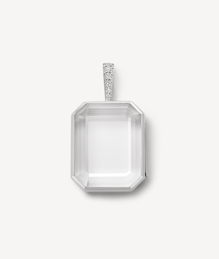 Baguette White Gold Locket 18K