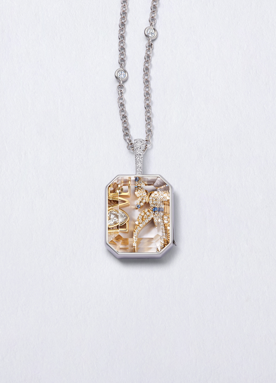 Baguette White Gold Locket 18K