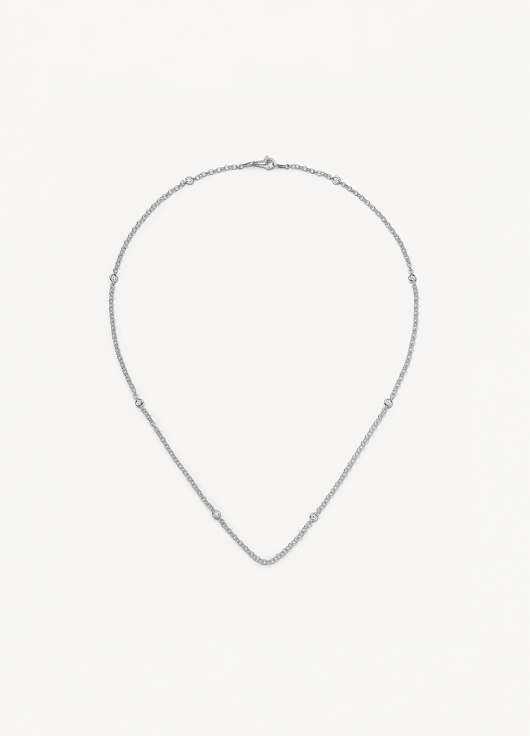 Diamond White Gold Necklace 18 Inch 18k