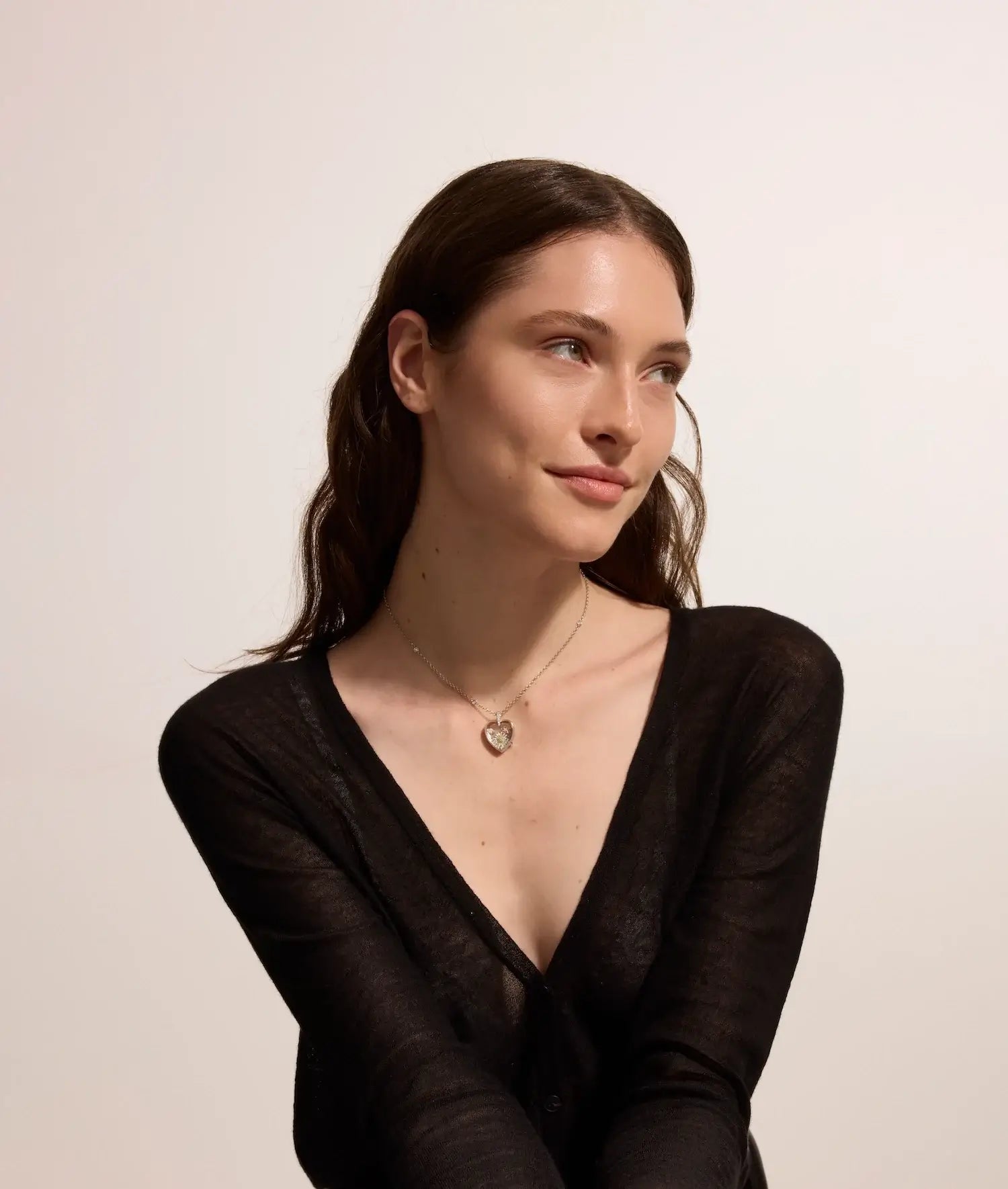 Amate Diamond Heart White Gold Locket 18K