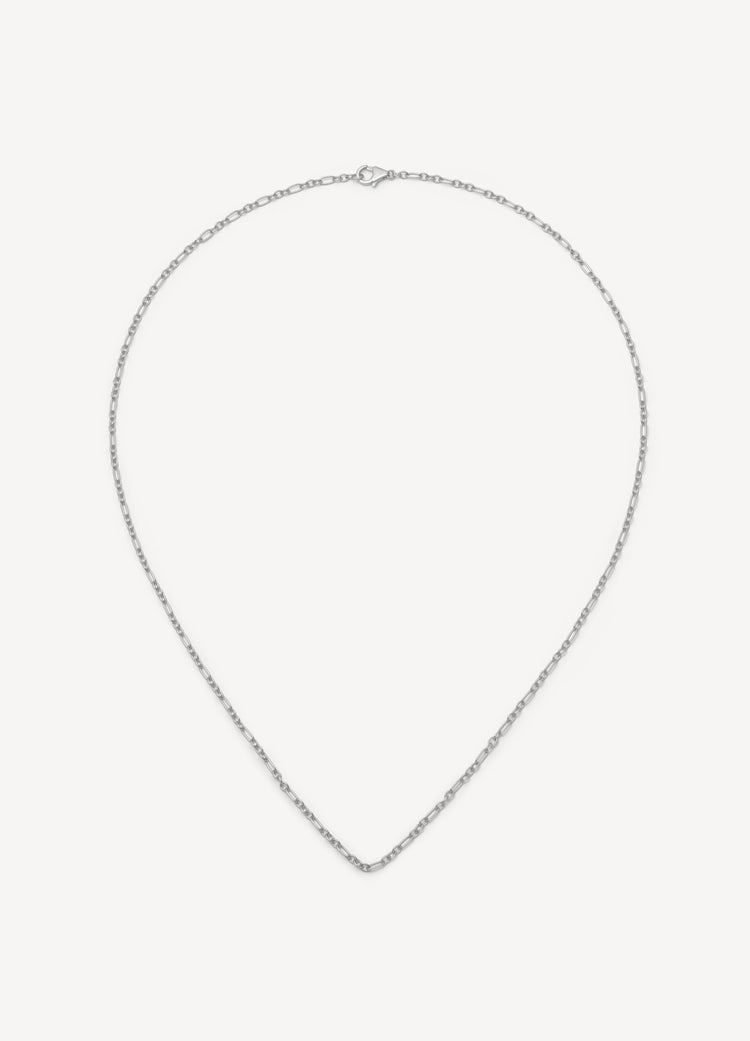 Figaro White Gold Necklace Chain 22 Inch 18k